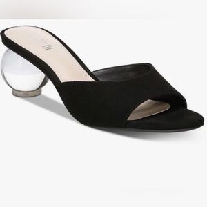 Bar III Black Slide Sandals Clear Bubble Heel Size 8.5M